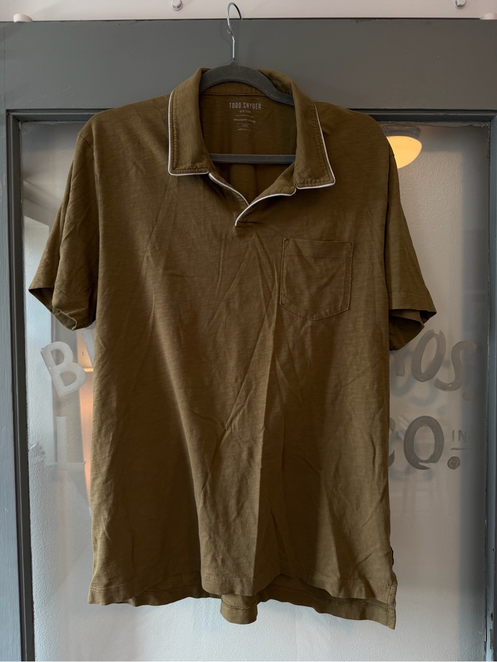 Todd Snyder Olive Polo with Contrast Trim